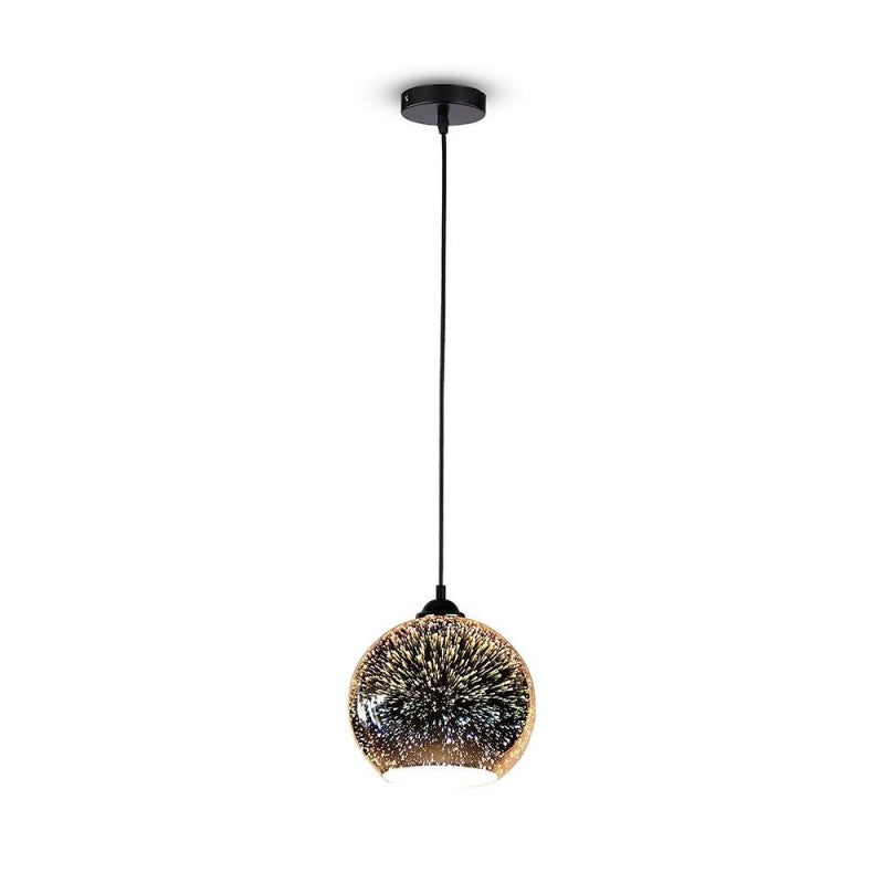 V-TAC Lampadario LED a Sospensione 1XE27 Campana in Vetro Colore Cromo Specchio con Effetto 3D D.20cm V-TAC Lampadario LED a Sospensione 1XE27 Campana in Vetro Colore Cromo Specchio con Effetto 3D D.20cm